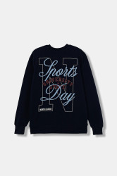 Dětská bavlněná mikina United Colors of Benetton tmavomodrá barva, hladká, 3J68C10QK