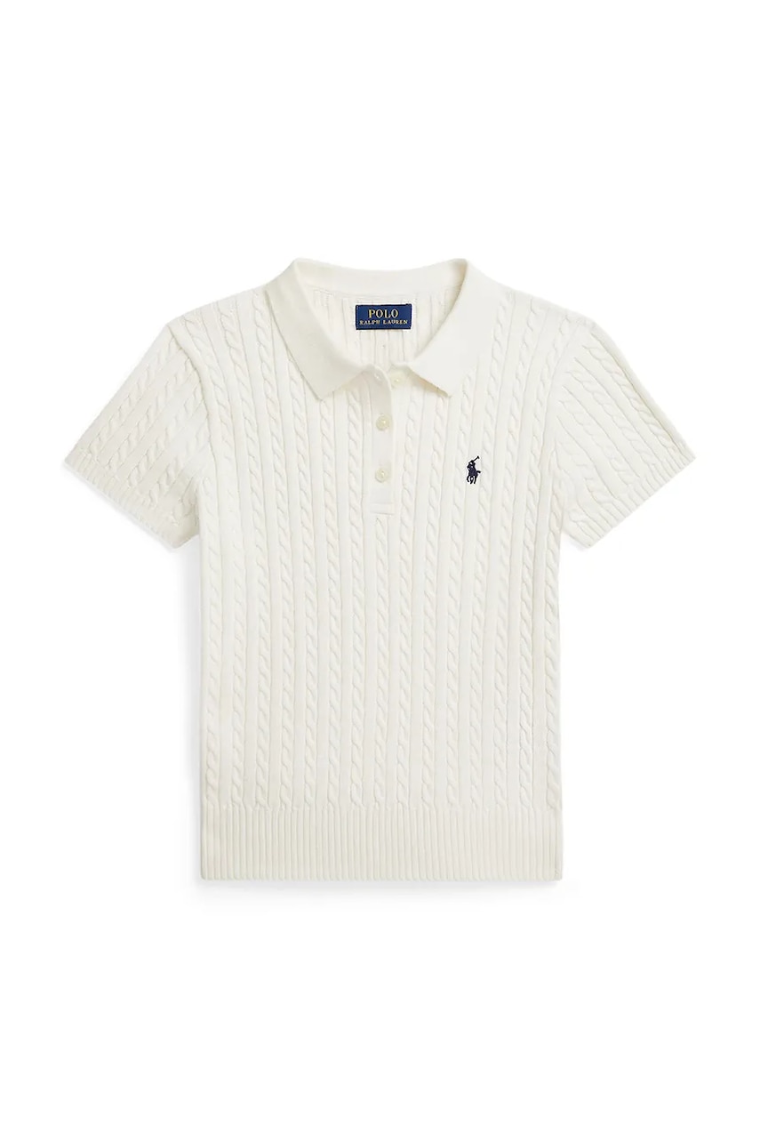 Dětská bavlněná polokošile Polo Ralph Lauren bílá barva, s límečkem, 313935002501