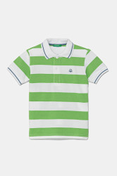 Dětská bavlněná polokošile United Colors of Benetton zelená barva, 39QAG300V