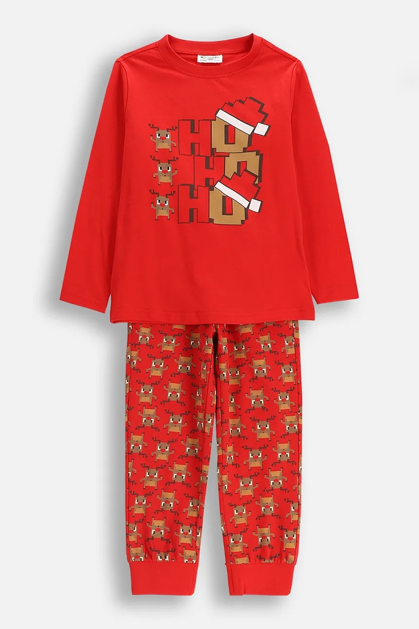 Dětská bavlněná pyžamová souprava Coccodrillo červená barva, MERRY XMAS