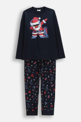 Dětská bavlněná pyžamová souprava Coccodrillo tmavomodrá barva, MERRY XMAS