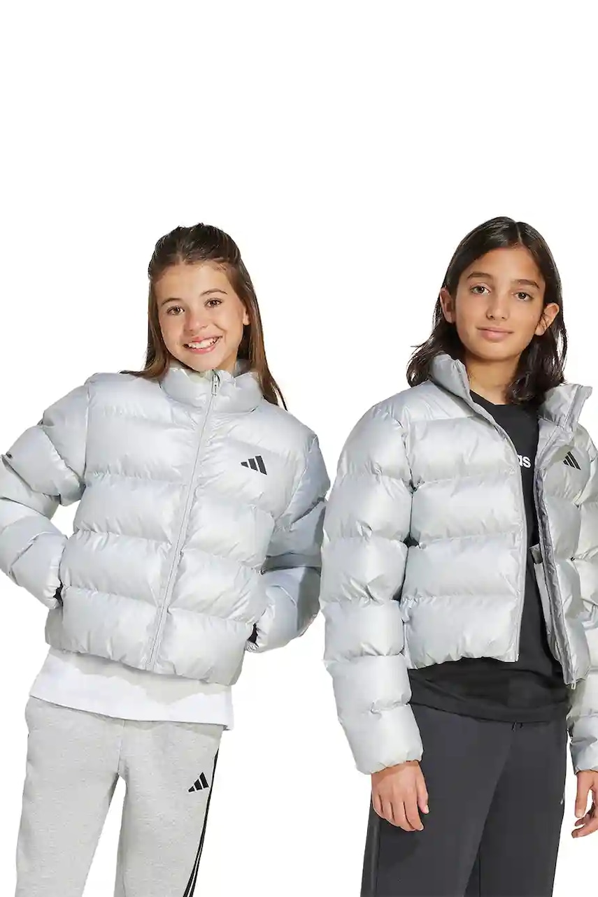 Dětská bunda adidas stříbrná barva, JM1670