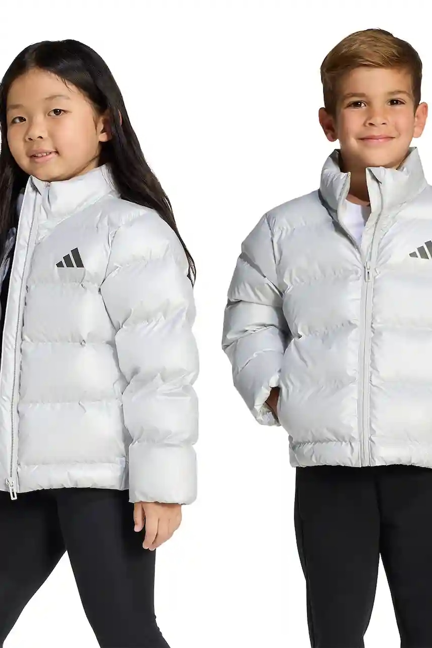 Dětská bunda adidas stříbrná barva, JW2474