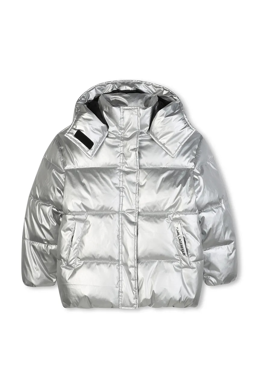Dětská bunda Karl Lagerfeld stříbrná barva, Z30602