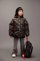 Dětská bunda Mini Rodini Lingonberries černá barva, 25710112