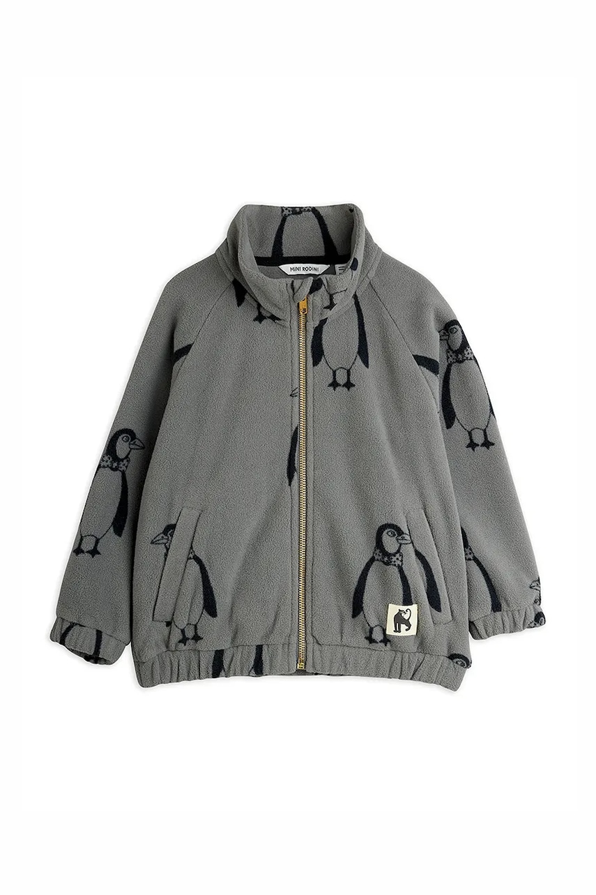 Dětská bunda Mini Rodini Penguin šedá barva, 11000091