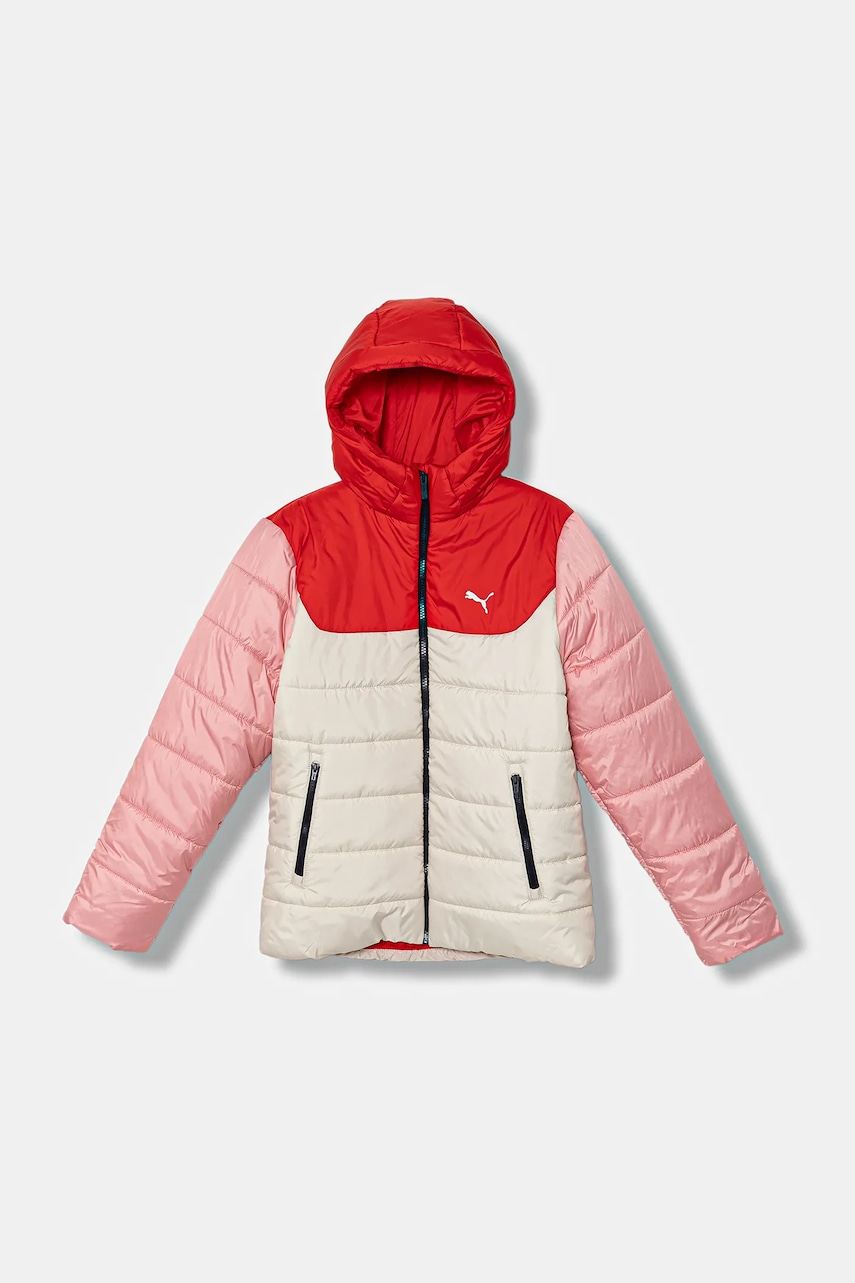 Dětská bunda Puma ESS Hooded Padded Jacket béžová barva, 685226