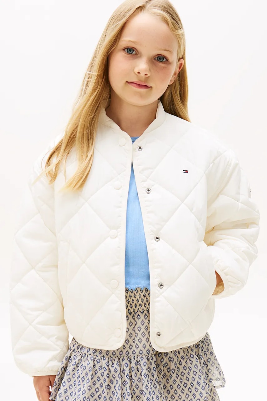 Dětská bunda Tommy Hilfiger béžová barva, KG0KG08834