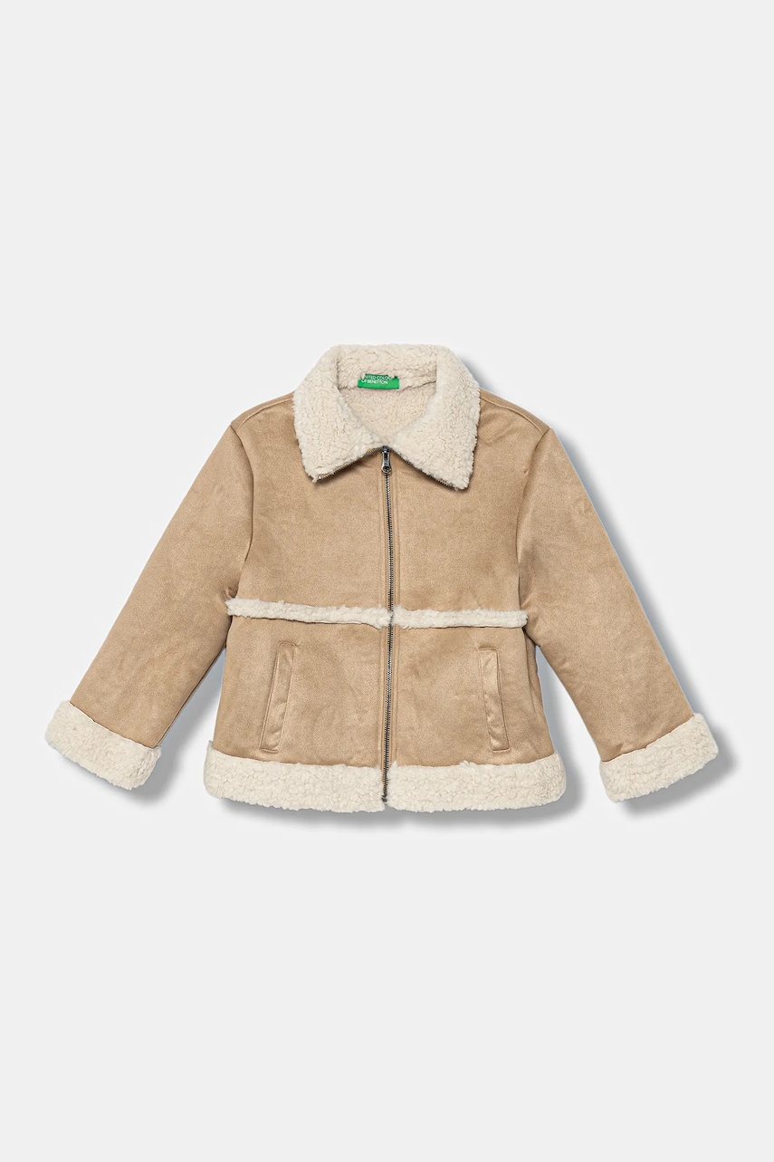 Dětská bunda United Colors of Benetton béžová barva, 2JLACN06V