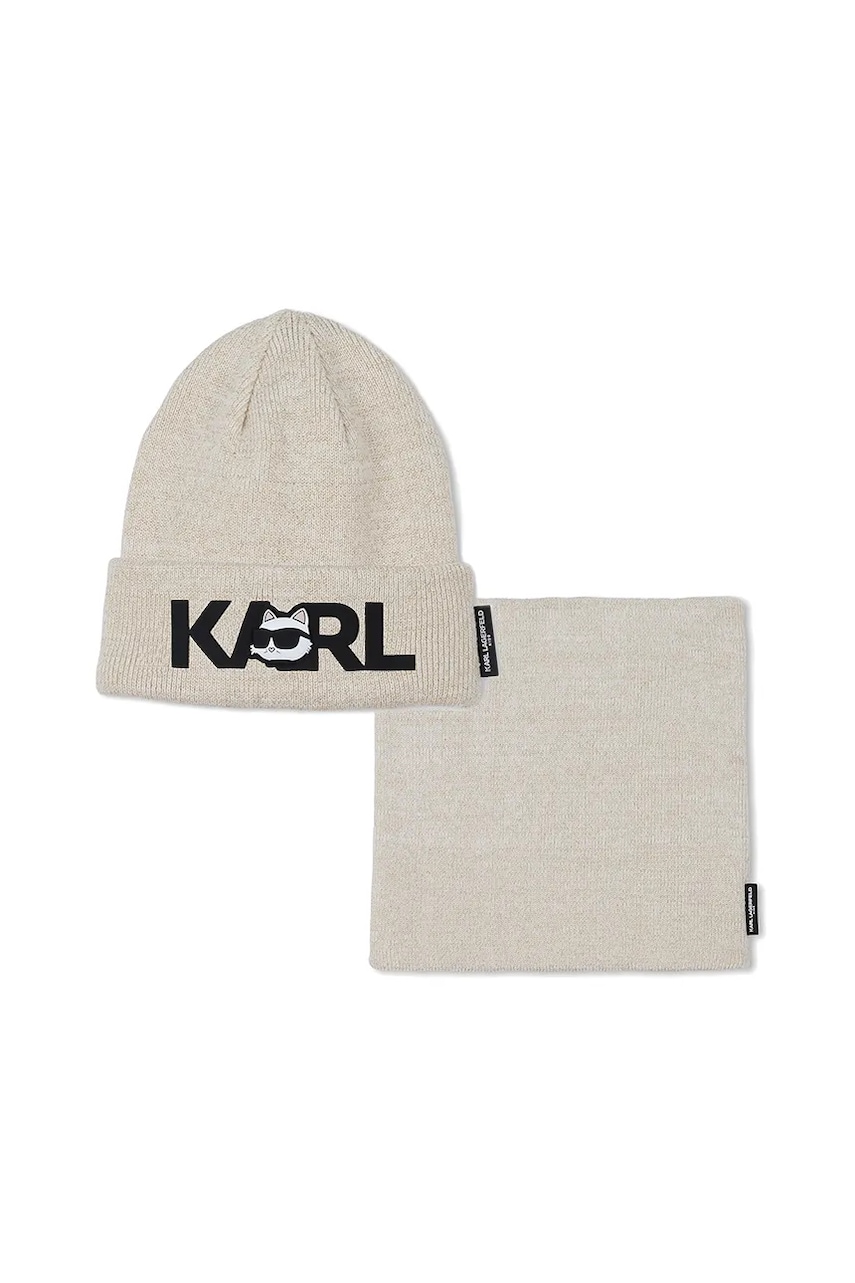 Dětská čepice a nákrčník z bavlny Karl Lagerfeld