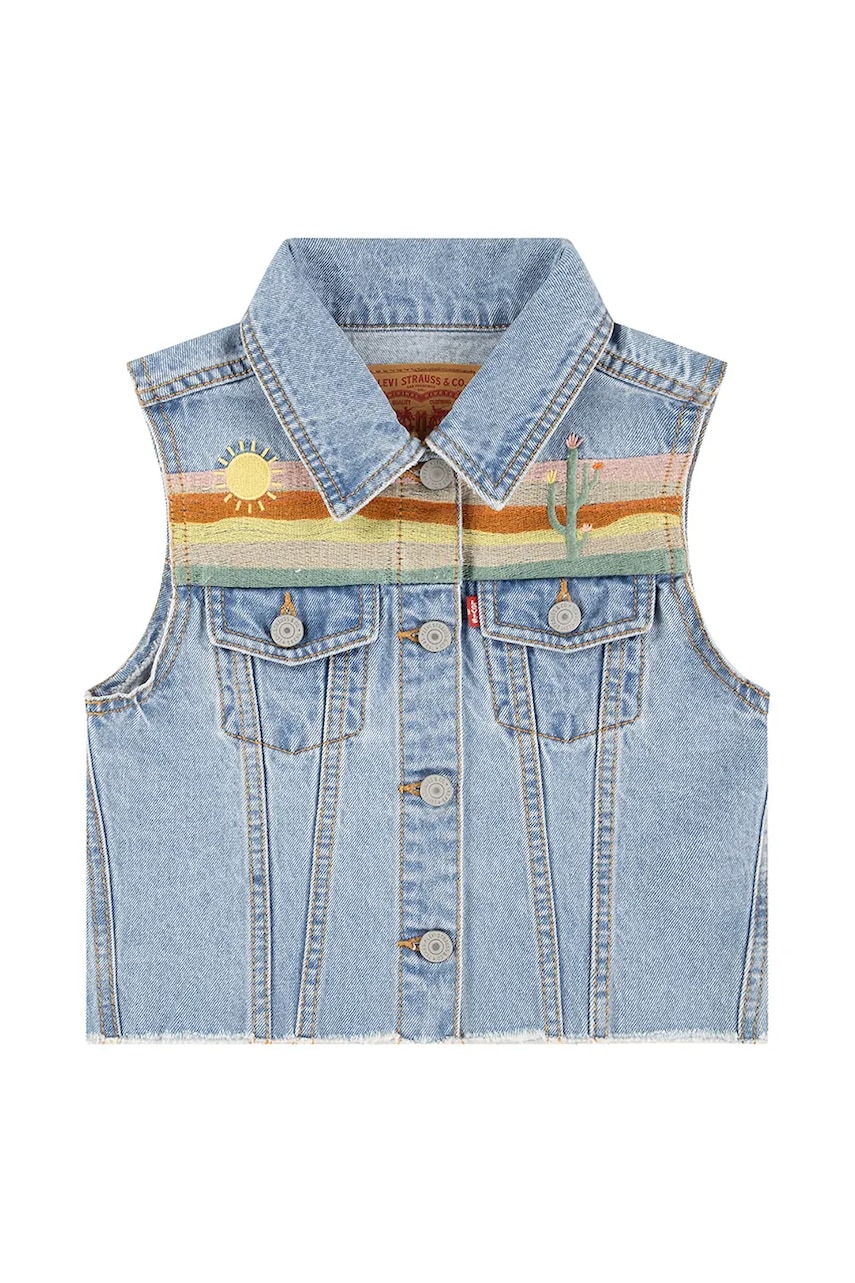 Dětská džínová vesta Levi's XS VEST WITH EMBROIDERY