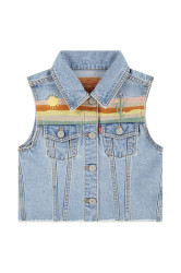 Dětská džínová vesta Levi's XS VEST WITH EMBROIDERY