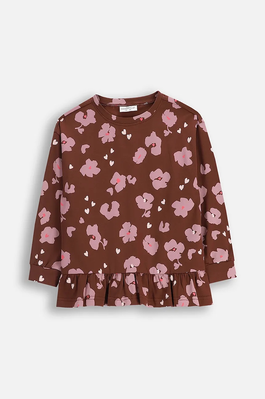 Dětská halenka Coccodrillo hnědá barva, vzorovaná, CRAFT PUNK GIRL KIDS