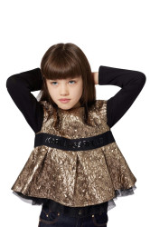 Dětská halenka Karl Lagerfeld zlatá barva, hladká, Z30588