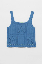 Dětská halenka United Colors of Benetton modrá barva, hladká, 114FQH00B