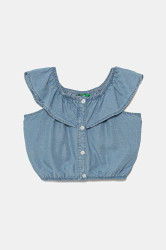 Dětská halenka United Colors of Benetton modrá barva, hladká, 5FFKCQ047
