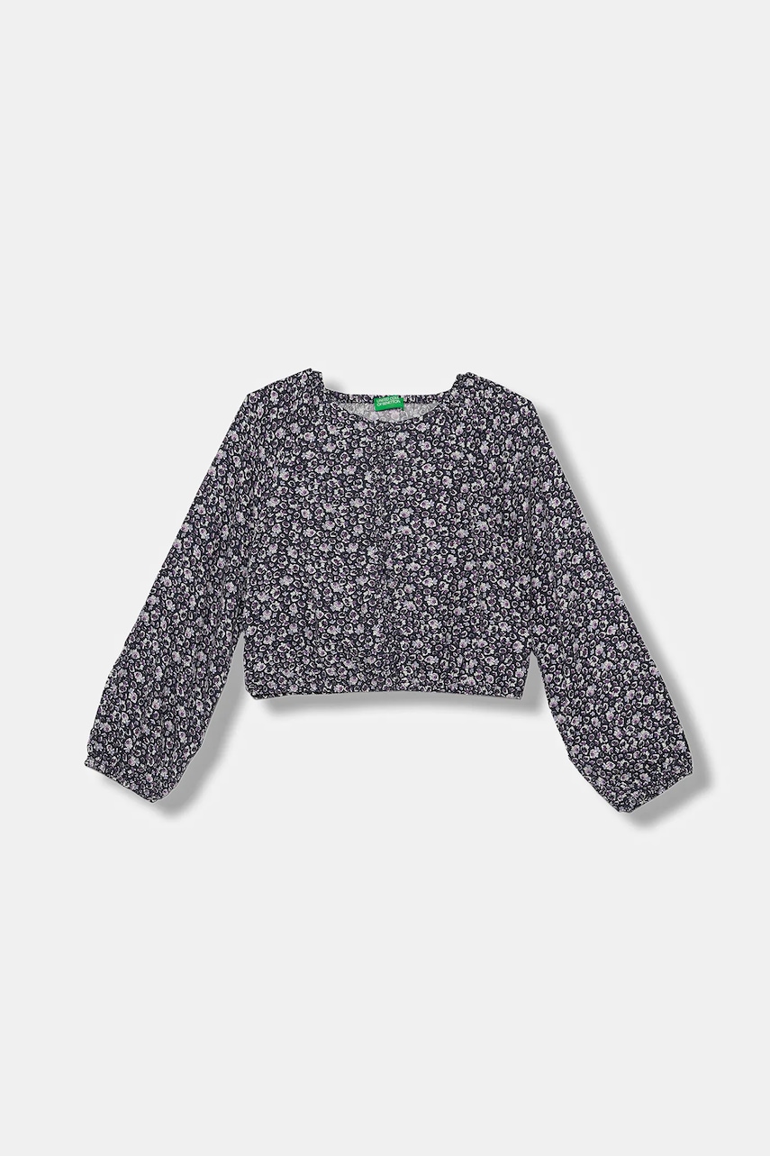 Dětská halenka United Colors of Benetton tmavomodrá barva, vzorovaná, 5T2ECQ04H