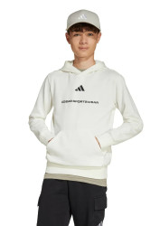 Dětská mikina adidas béžová barva, s kapucí, s potiskem, KC2806