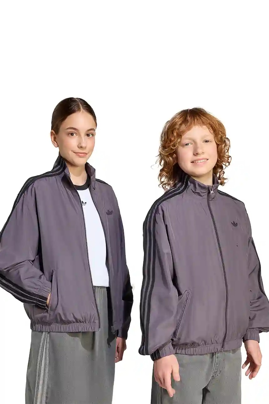 Dětská mikina adidas Originals fialová barva, hladká, KC5045