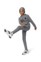 Dětská mikina BOSS šedá barva, s kapucí, s aplikací, J52320