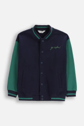 Dětská mikina Coccodrillo tmavomodrá barva, s kapucí, hladká, YETI BOY KIDS