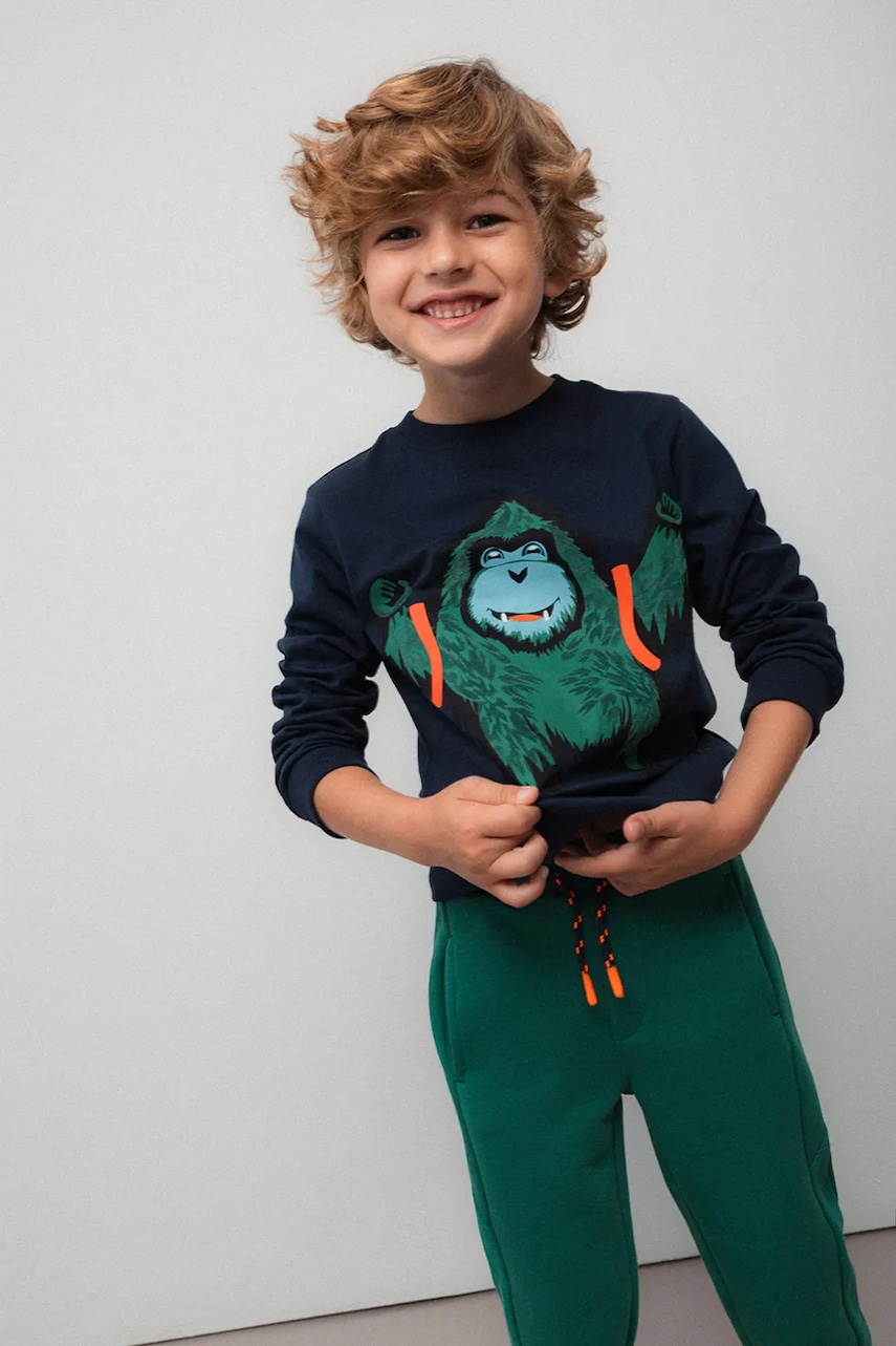 Dětská mikina Coccodrillo tmavomodrá barva, vzorovaná, YETI BOY KIDS