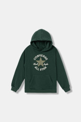 Dětská mikina Converse zelená barva, s kapucí, s potiskem, 9CH002