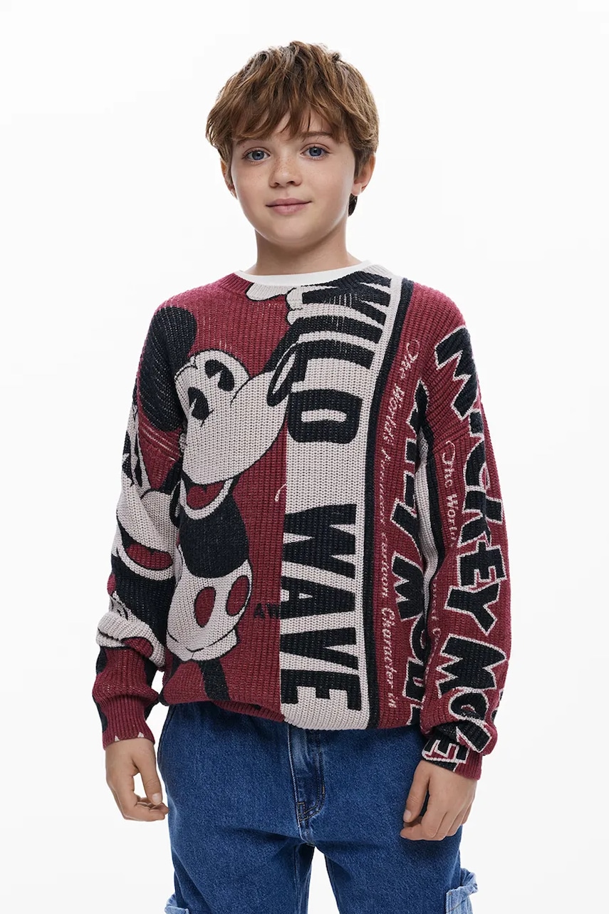 Dětská mikina Desigual vínová barva, vzorovaná, 25WBJF01