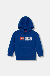 Dětská mikina Diesel SDROPSHOOD OVER SWEAT-SHIRT modrá barva, s kapucí, s potiskem, J02485