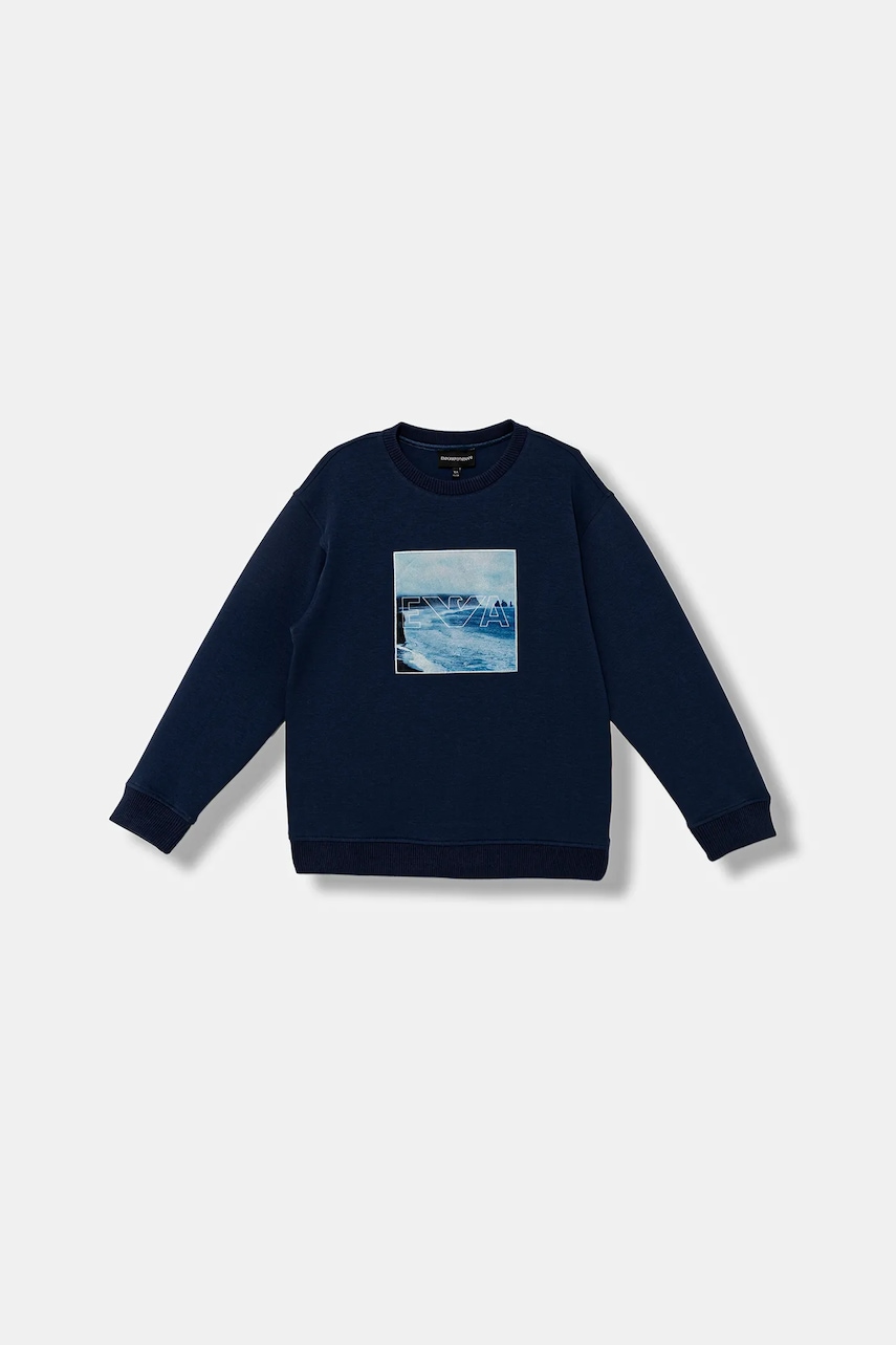 Dětská mikina Emporio Armani tmavomodrá barva, s aplikací, EB000781 AF10126