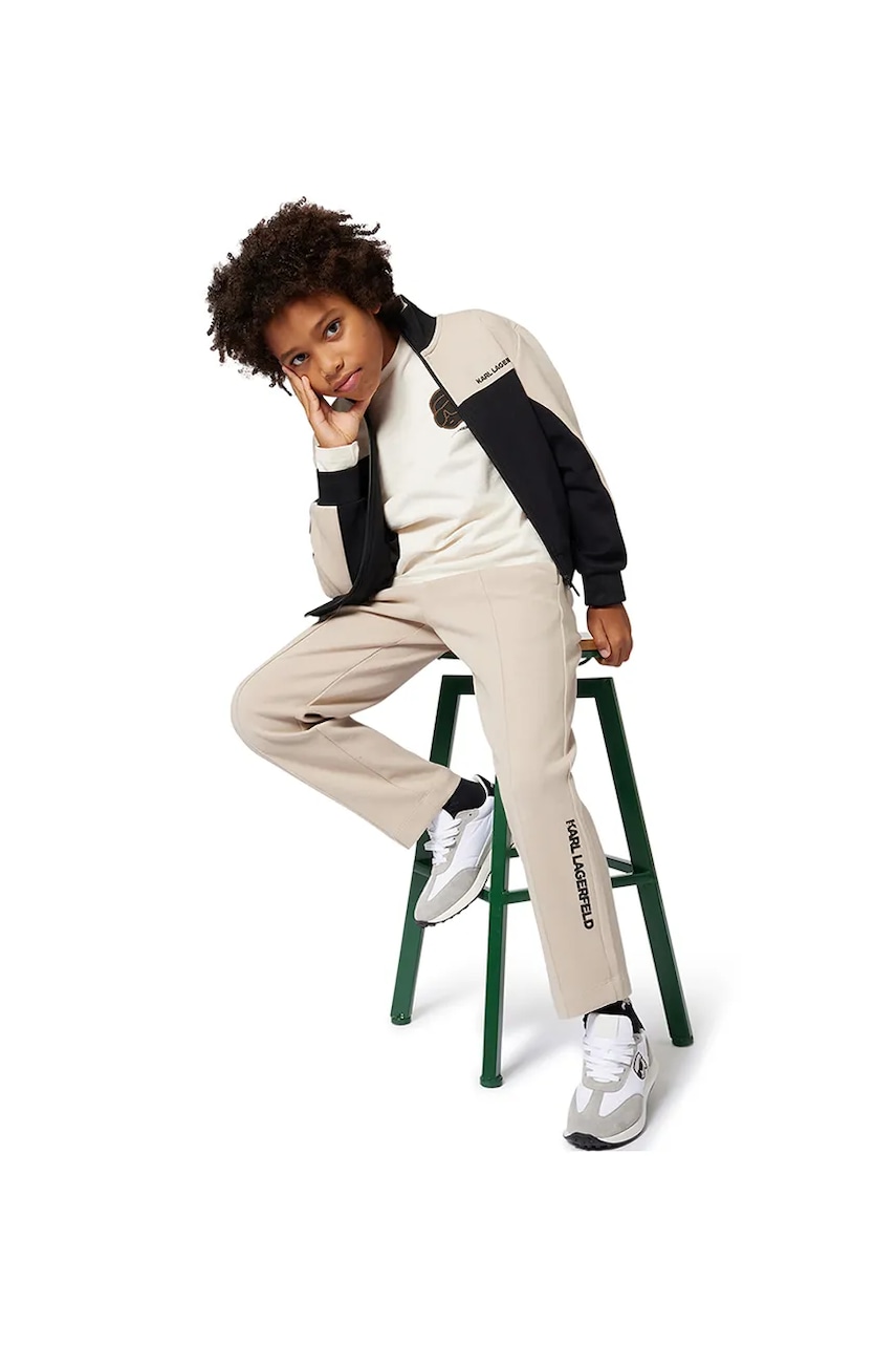 Dětská mikina Karl Lagerfeld béžová barva, vzorovaná, Z30640