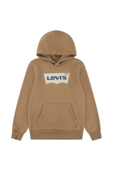 Dětská mikina Levi's BATWING SCREENPRINT HOODIE hnědá barva, s kapucí, s potiskem, 8E8778