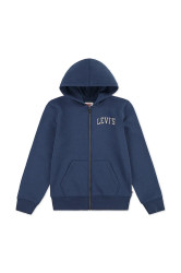 Dětská mikina Levi's LEGENDARY FULL ZIP HOODIE tmavomodrá barva, s kapucí, s potiskem, 8EN722