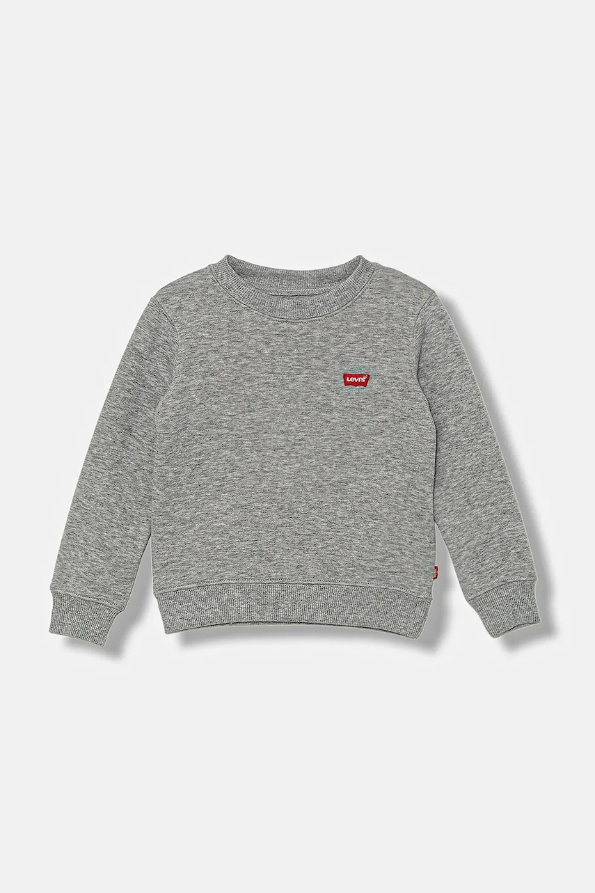 Dětská mikina Levi's MINI LOGO CREWNECK SWEATSH šedá barva, hladká, 8EE331