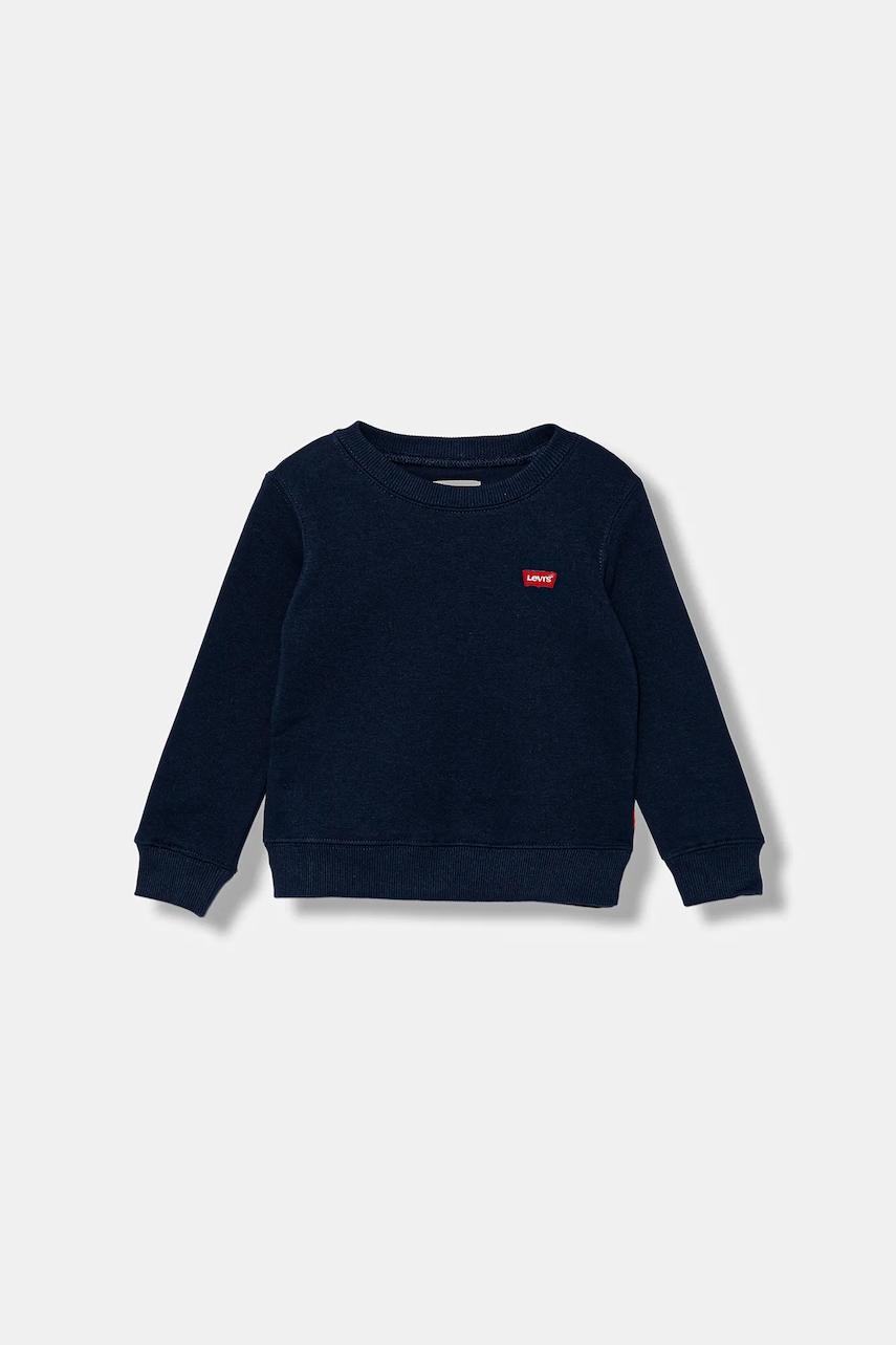 Dětská mikina Levi's MINI LOGO CREWNECK SWEATSH tmavomodrá barva, hladká, 8EE331
