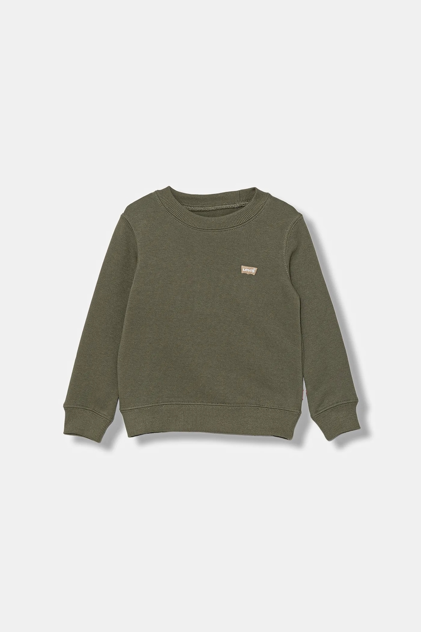 Dětská mikina Levi's MINI LOGO CREWNECK SWEATSH zelená barva, hladká, 8EE331