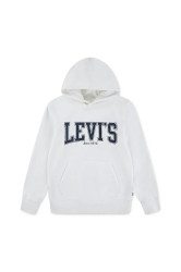 Dětská mikina Levi's THE GREAT HIGHWAY HOODIE bílá barva, s kapucí, s potiskem, 9EN718