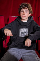 Dětská mikina Mayoral černá barva, s potiskem, 7403