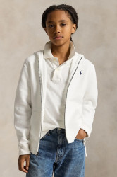 Dětská mikina Polo Ralph Lauren bílá barva, s kapucí, hladká, 323799360501