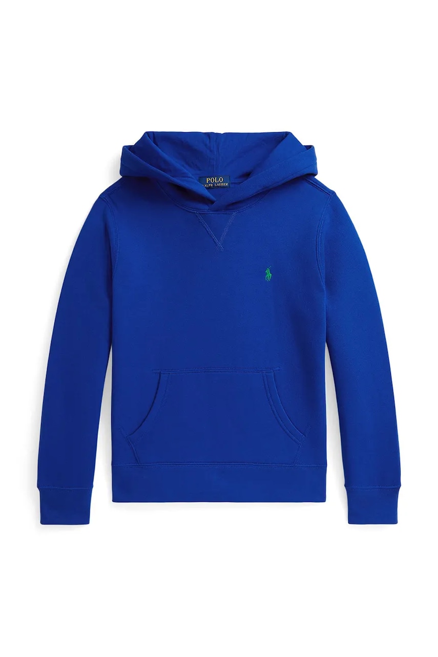 Dětská mikina Polo Ralph Lauren tmavomodrá barva, s kapucí, s aplikací, 323749954500