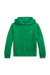 Dětská mikina Polo Ralph Lauren zelená barva, s kapucí, s aplikací, 323749954502