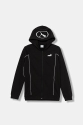 Dětská mikina Puma PUMA SPORT Full-Zip Hoodie FL B černá barva, s kapucí, s aplikací, 688858