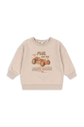 Dětská mikina s bavlnou Konges Sløjd LOU SWEAT SHIRT OCS béžová barva, s potiskem, KS103868