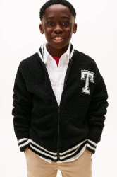 Dětská mikina s příměsí vlny Tommy Hilfiger černá barva, hladká, KB0KB09975