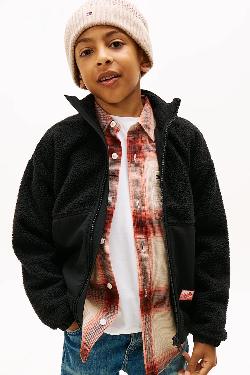 Dětská mikina Tommy Hilfiger černá barva, hladká, KB0KB09902