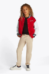 Dětská mikina Tommy Hilfiger červená barva, vzorovaná, KB0KB09572