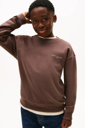 Dětská mikina Tommy Hilfiger hnědá barva, s potiskem, KS0KS00665