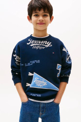 Dětská mikina Tommy Hilfiger tmavomodrá barva, vzorovaná, KB0KB09804