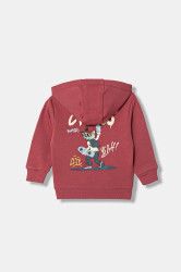 Dětská mikina United Colors of Benetton červená barva, s kapucí, s potiskem, 3J73G5046