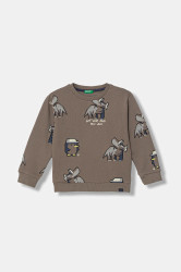 Dětská mikina United Colors of Benetton hnědá barva, vzorovaná, 3QHCG10KX